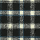 Flanelle de laine à carreaux blanc cassé et bleu fond noir