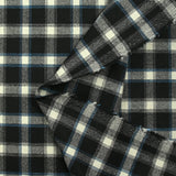 Flanelle de laine à carreaux blanc cassé et bleu fond noir