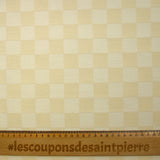 Jacquard de laine mélangée damier écru et crème