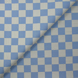 Jacquard de laine mélangée damier gris et bleu