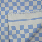 Jacquard de laine mélangée damier gris et bleu