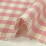 Tissu tailleur laine vichy rose et blanc cassé