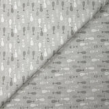 Algodón estampado April Fools fondo gris claro