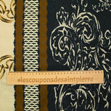 Cotton voile with heritage print, coffee background