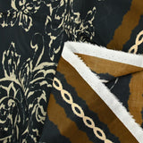 Cotton voile with heritage print, coffee background