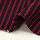 Jersey de coton rayé fraise fond bleu nuit