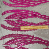 Tulle Sequin Royal Feathers Silver and Fuchsia