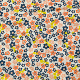 Double-sided quilted cotton Mayla salmon flowers white background per meter