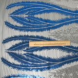 Tulle Sequin Royal feathers Silver and royal blue