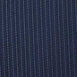 Tissu tailleur 100% laine rayé bleu et blanc fond marine