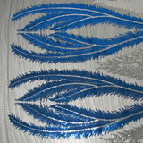 Tulle Sequin Royal feathers Silver and royal blue