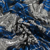 Tulle Sequin Royal feathers Silver and royal blue