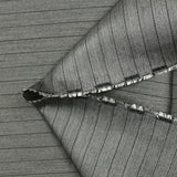 Tissu tailleur laine rayé noir fond gris argent