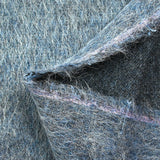Laine aspect mohair à poils longs bleu