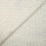 Maille dentelle effet crochet polycoton bande encerclée blanc cassé