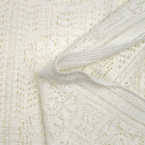 Maille dentelle effet crochet polycoton bande encerclée blanc cassé