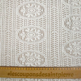 Maille dentelle effet crochet polycoton bande encerclée blanc cassé