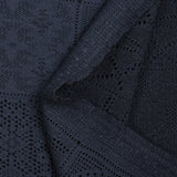 Square polycotton crochet effect lace knit in midnight blue macramé