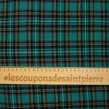 Étamine de 100% laine tartan fond vert