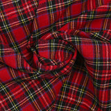 100% wool tartan cheesecloth red background