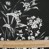 Jersey de viscose imprimé bouquet floral fond noir