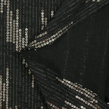 Maille fine polyester effet sequin en chevron doré fond noir