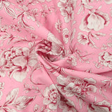 Coton imprimé fleurs fond rose