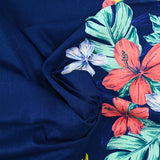 Lino viscosa estampado flores fondo marino