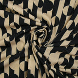 Maille crêpe imprimée rayure encerclée noir et beige