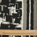 Jersey imprimé illusion grège et blanc cassé fond noir