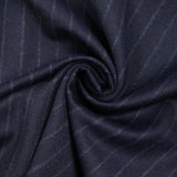 Tissu tailleur flanelle laine mélangée rayé fond bleu marine