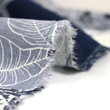 Lin viscose imprimé grande fleurs fond marine