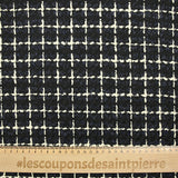 Tweed de laine mélangée à carreaux écru fond marine et noir