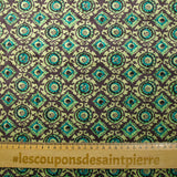 Velours matelassé double face block print et abstrait turquoise au mètre