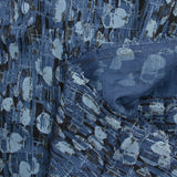 Twill de coton imprimé fantaisie bleu