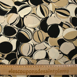 Twill de viscose imprimé cercles fantaisies sable fond écru