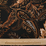 Twill de viscose imprimé cachemire marron fond noir
