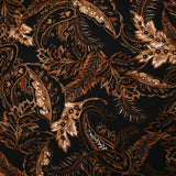 Twill de viscose imprimé cachemire marron fond noir