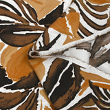 Viscose crepe with brown jungle print and white background