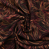 Twill de viscose imprimé nature abstraite lie de vin fond noir