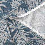 Crepé de viscosa con estampado de follaje puntillismo en azul denim