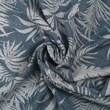 Crepé de viscosa con estampado de follaje puntillismo en azul denim