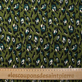 Twill de viscose imprimé léopard graou fond kaki