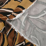 Twill de viscose imprimé nature en peinture marron fond camel