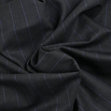 100% wool Super 140's suit fabric with blue stripes, anthracite gray background