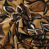 Twill de viscose imprimé nature en peinture marron fond camel