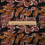 Twill de viscose imprimé nature en peinture vieux rose et ocre fond noir
