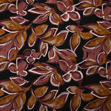 Twill de viscose imprimé nature en peinture vieux rose et ocre fond noir
