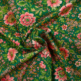 Coton liberty ® Vine Garden rose fond vert au mètre