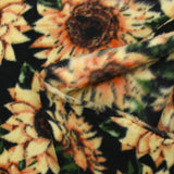 Polaire imprimée tournesol fond noir